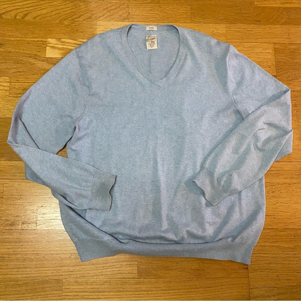 Article 365 Blue Cashmere Cotton Preppy Work Career Outdoor V Neck Sweater XL